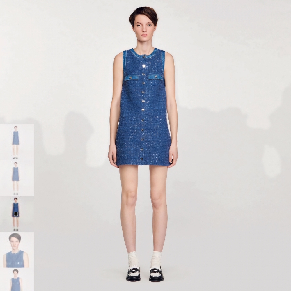 Sandro Blue Tweed Mini Dress